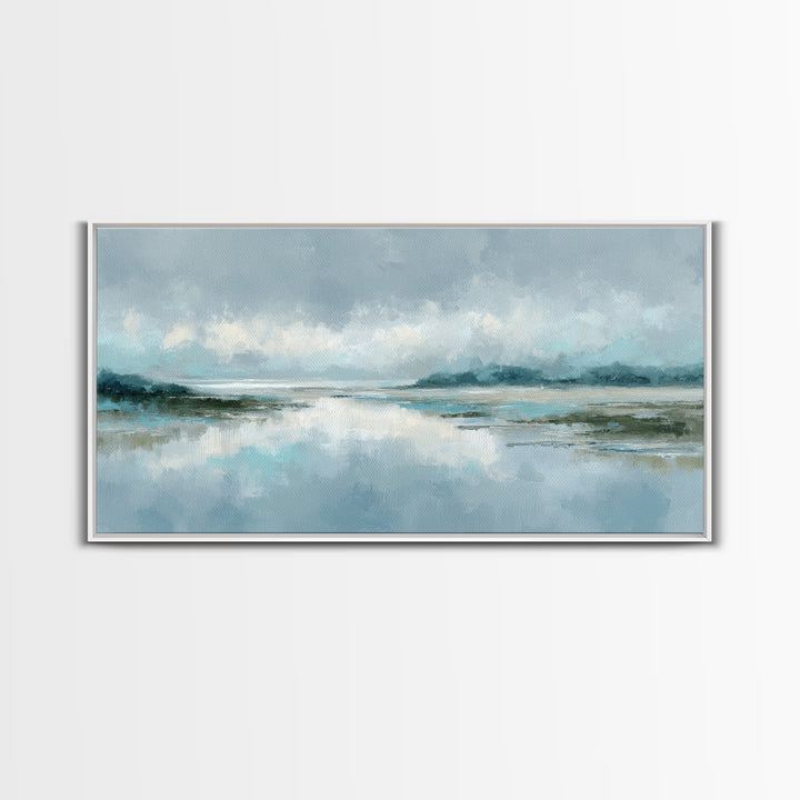 Misty Lake Scene Canvas Print, Bathroom Art, Home Decor, Bathroom Decor, Fine Art, Spa, Canvas Wall Art, Digital Print, BAT-2x1-53
