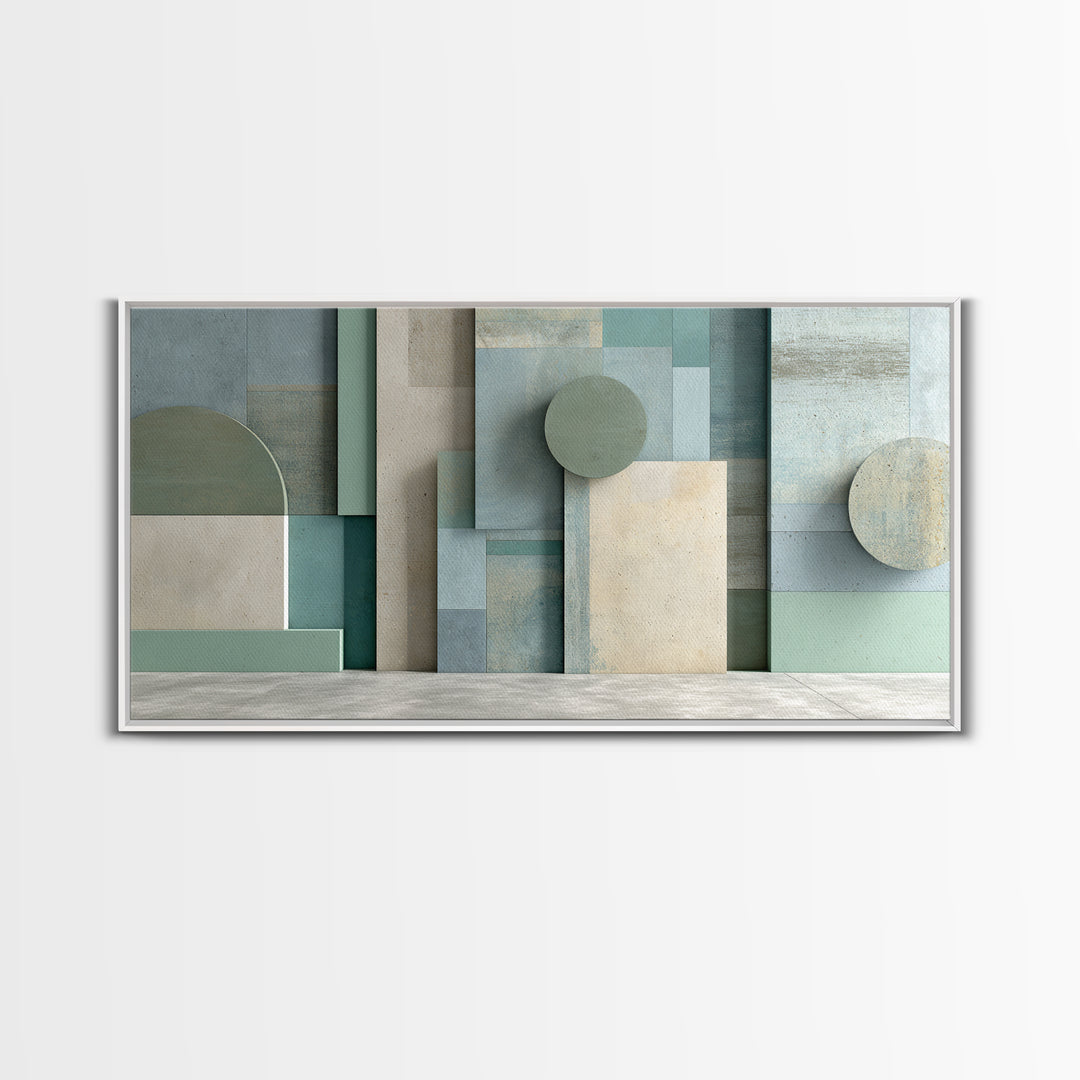 Clean Geometric Forms Framed Canvas Print, Bathroom Art, Minimalist Decor, Bathroom Decor, Fine Art, Spa, Wall Hanging, BAT-2x1-65