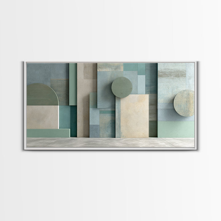 Clean Geometric Forms Framed Canvas Print, Bathroom Art, Minimalist Decor, Bathroom Decor, Fine Art, Spa, Wall Hanging, BAT-2x1-65