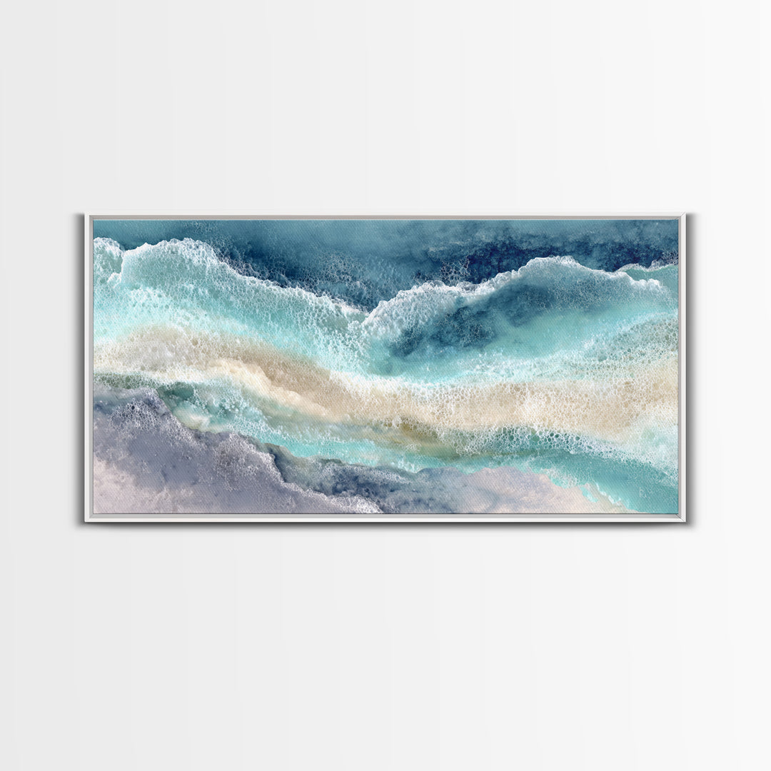 Calming Blue Ocean Wave Study Canvas Print, Bathroom Art, Printable Wall Art, Bathroom Decor, Spa, Bathroom Wall Decor, BAT-2x1-69