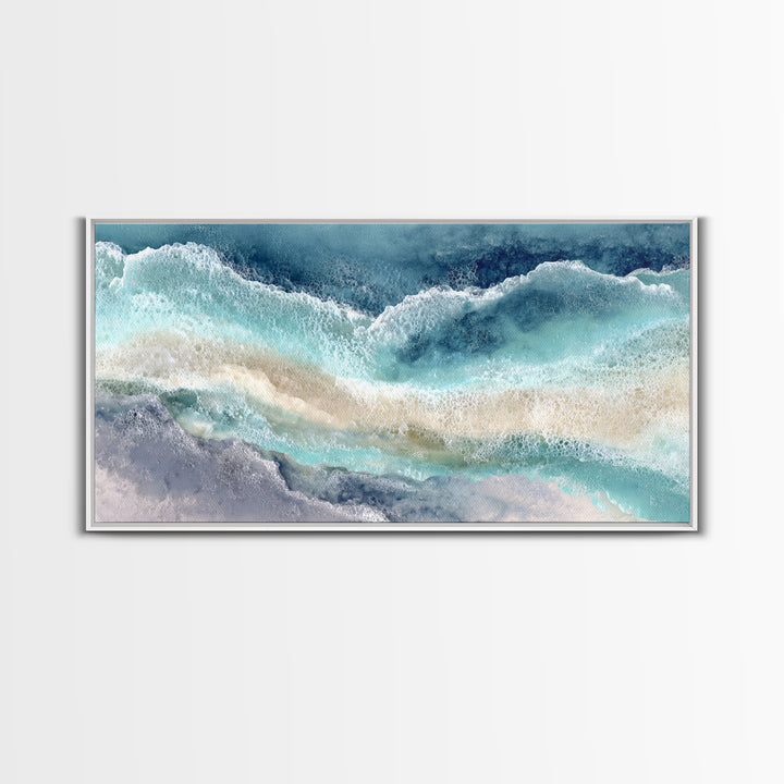 Calming Blue Ocean Wave Study Canvas Print, Bathroom Art, Printable Wall Art, Bathroom Decor, Spa, Bathroom Wall Decor, BAT-2x1-69