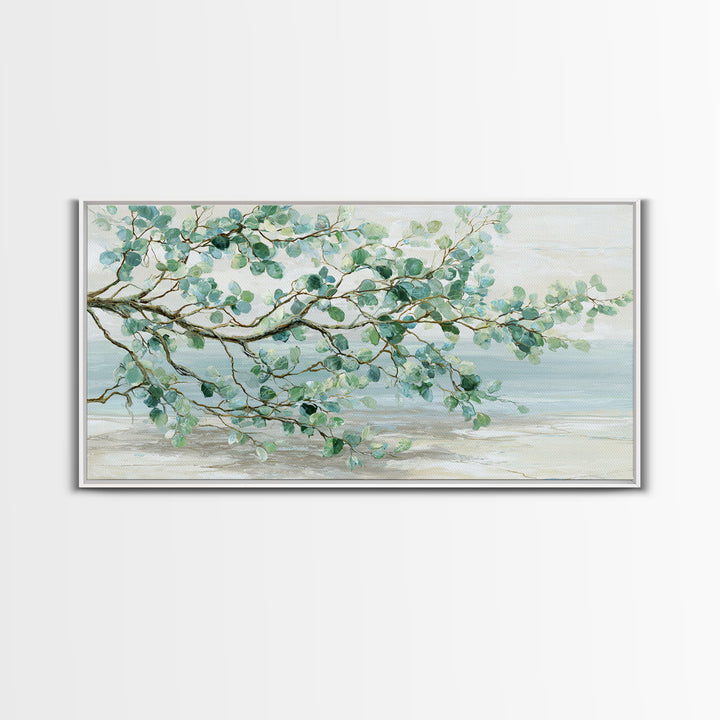 Spa Eucalyptus Branch Canvas Print, Bathroom Art, Minimalist Decor, Bathroom Decor, Oil Painting, Spa, Wall Hanging, BAT-2x1-70