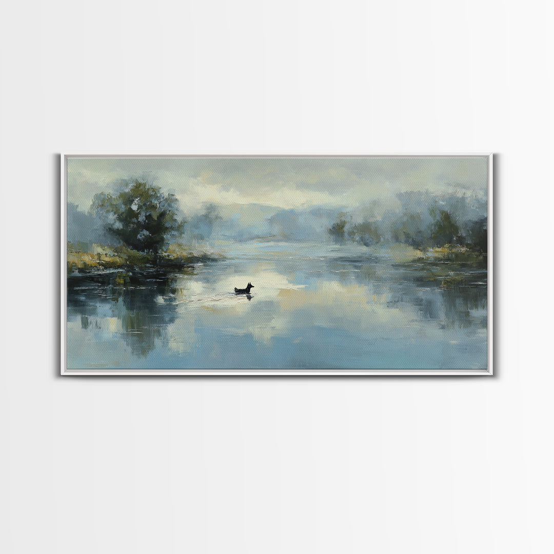 Misty Lake Scene Canvas Print, Bathroom Art, Home Decor, Bathroom Decor, Fine Art, Spa, Canvas Wall Art, Digital Print, BAT-2x1-77