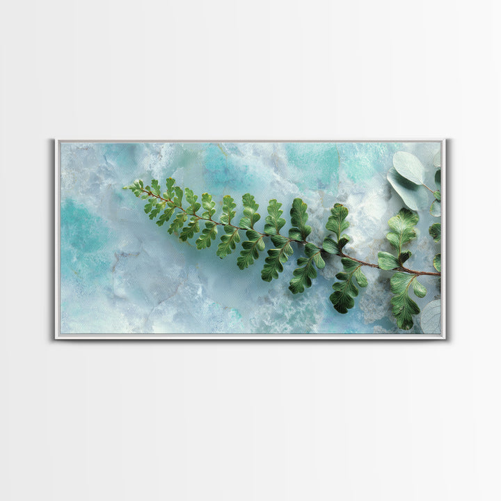 Green Fern Frond Closeup Canvas Print, Bathroom Art, Art Print, Bathroom Decor, Spa, Custom Pet Portrait, Bathroom Wall Art, BAT-2x1-78