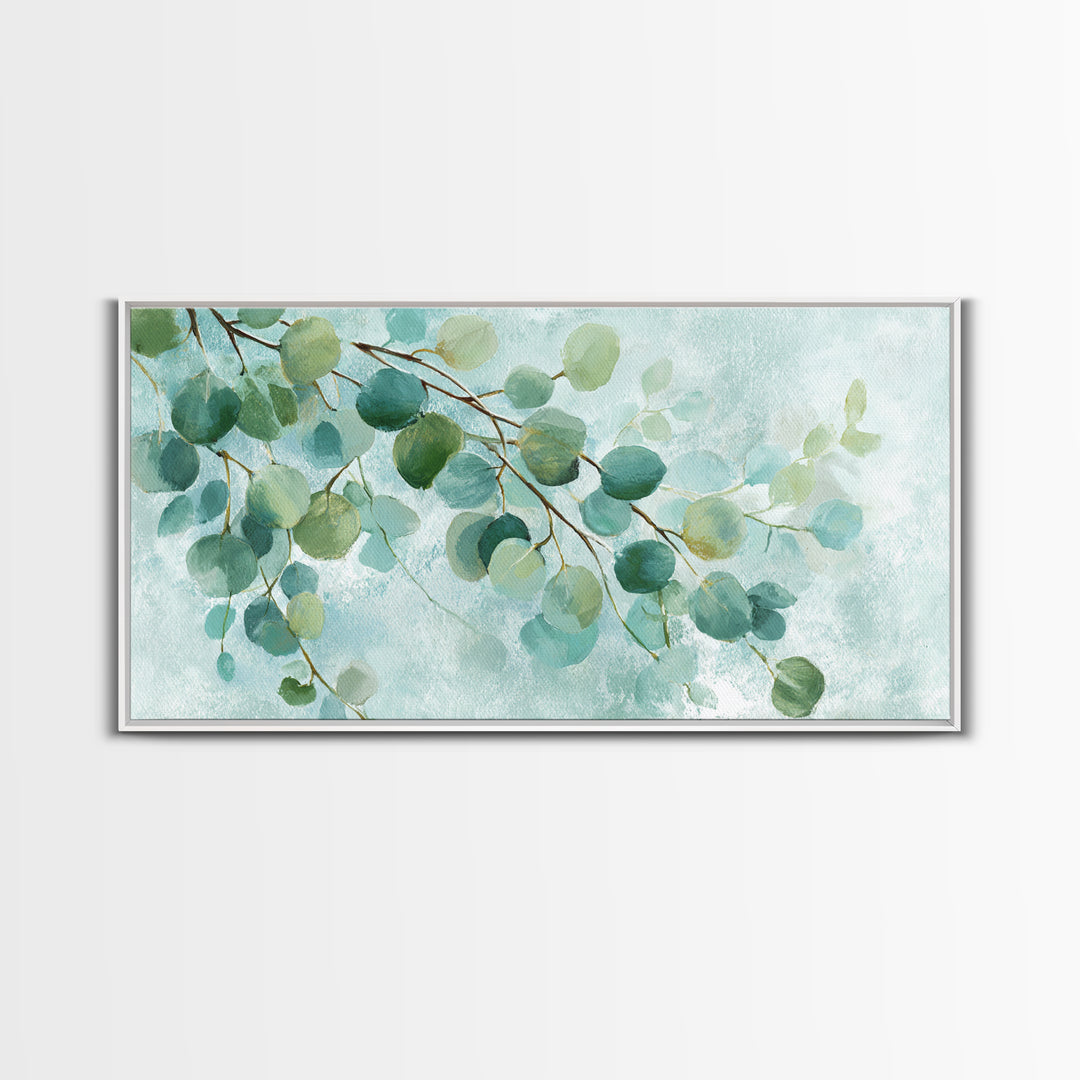 Spa Eucalyptus Branch Canvas Print, Bathroom Art, Minimalist Decor, Bathroom Decor, Oil Painting, Spa, Wall Hanging, BAT-2x1-94