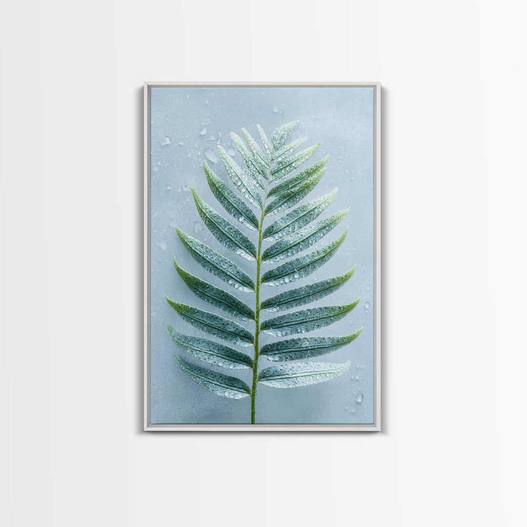 Green Fern Frond Closeup Framed Canvas Print, Bathroom Art, Fine Art Print, Bathroom Decor, Watercolor Art, Spa, Poster, BAT-2x3-18