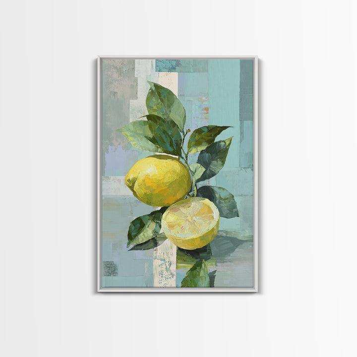 Lemon and Botanical Still Life Framed Canvas Print, Bathroom Art, Art Print, Bathroom Decor, Fine Art, Spa, Custom Pet Portrait, BAT-2x3-38