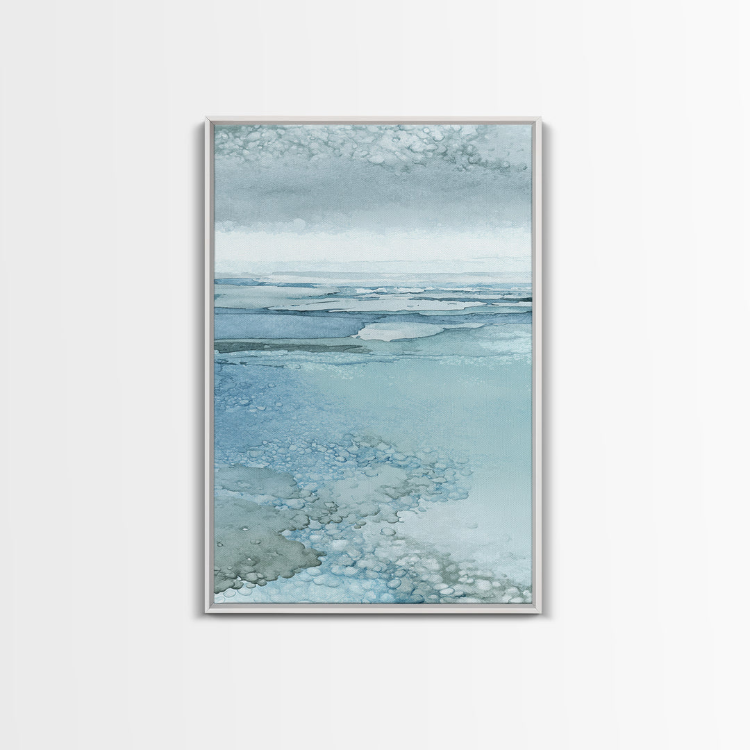 Misty Lake Scene Framed Canvas Print, Bathroom Art, Textured Painting, Bathroom Decor, Fine Art, Spa, Bathroom Wall Art, BAT-2x3-41
