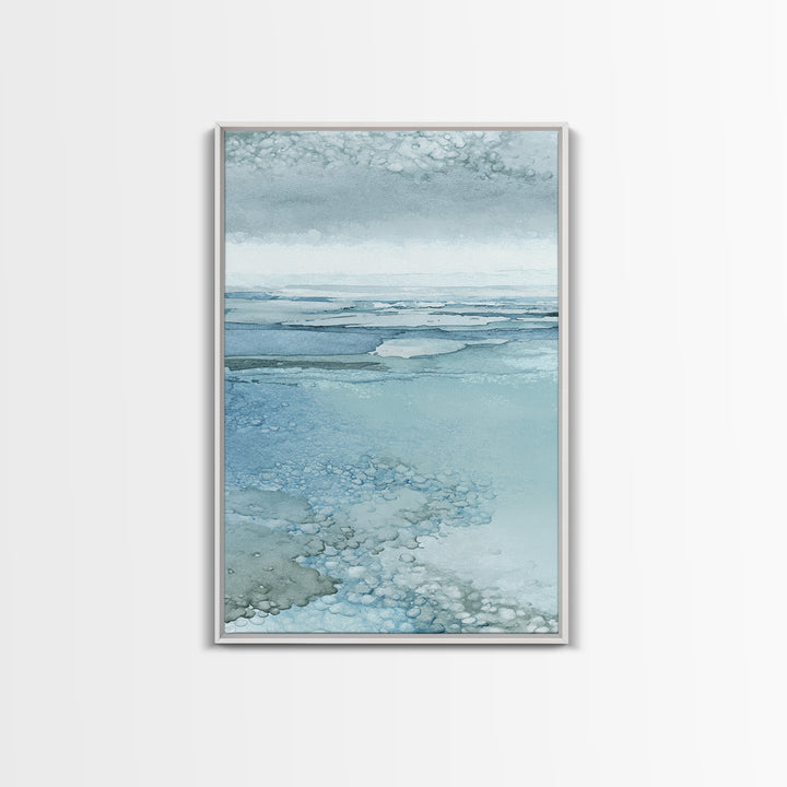 Misty Lake Scene Framed Canvas Print, Bathroom Art, Textured Painting, Bathroom Decor, Fine Art, Spa, Bathroom Wall Art, BAT-2x3-41