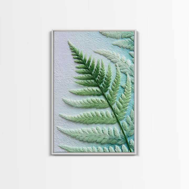 Green Fern Frond Closeup Framed Canvas Print, Bathroom Art, Fine Art Print, Bathroom Decor, Watercolor Art, Spa, Poster, BAT-2x3-42