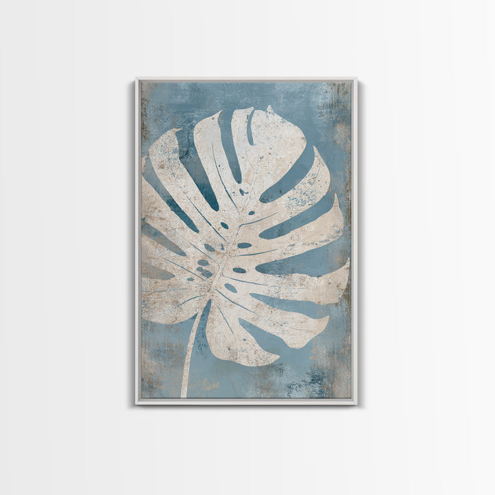 Tropical Leaf Silhouette Framed Canvas Print, Bathroom Art, Statement Artwork, Bathroom Decor, Fine Art, Spa, Digital Art, BAT-2x3-46