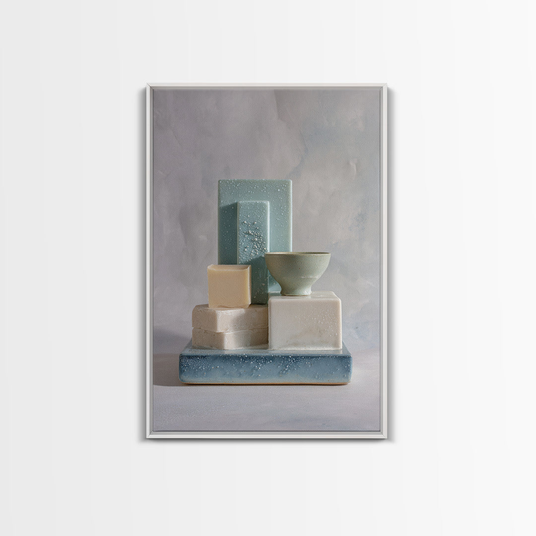 Clean Geometric Forms Canvas Print, Bathroom Art, Luxury Decor, Bathroom Decor, Abstract Art, Spa, Digital Wall Art, BAT-2x3-5