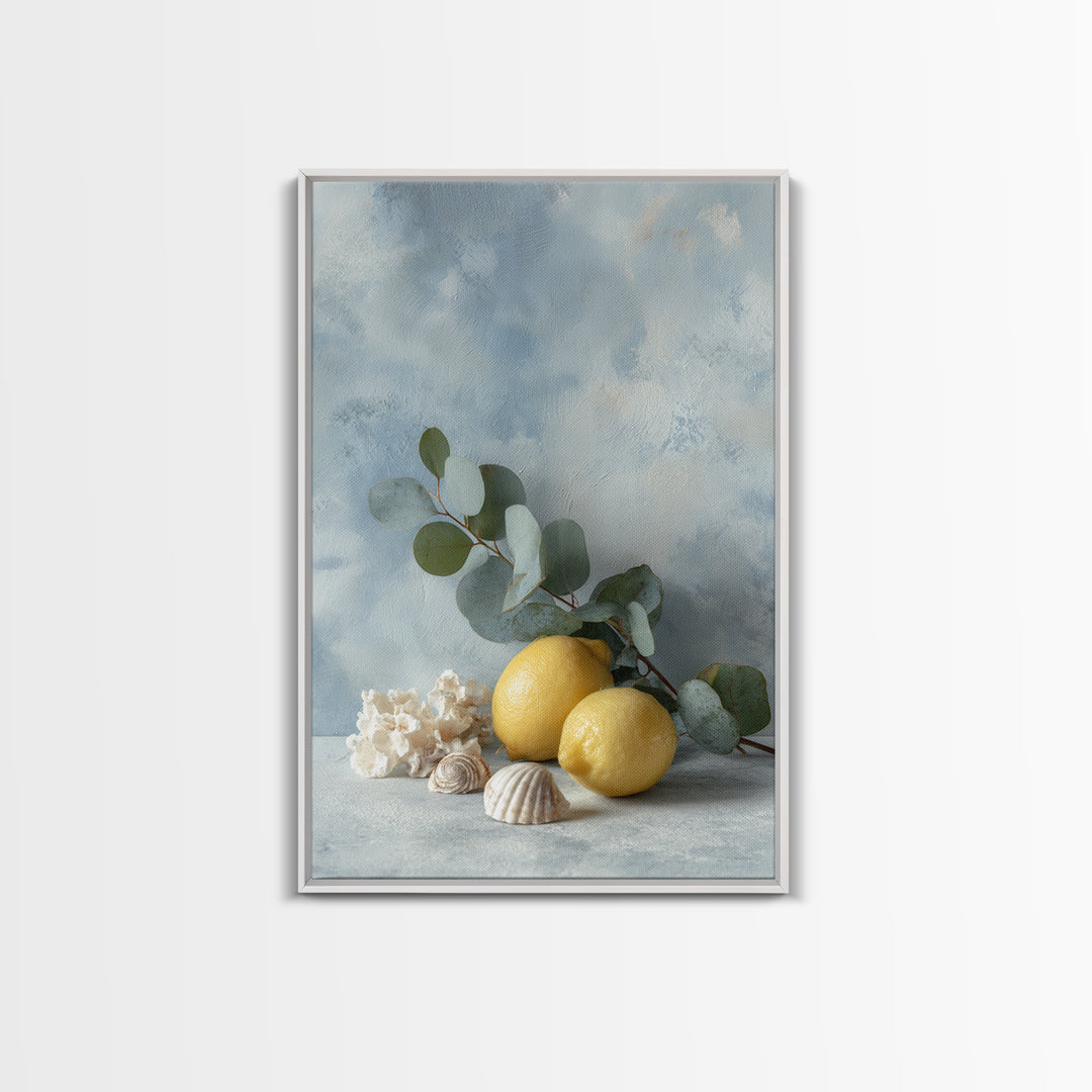Lemon and Botanical Still Life Canvas Print, Bathroom Art, Wall Art, Bathroom Decor, Spa, Dog Portrait, Canvas Wall Art, BAT-2x3-62