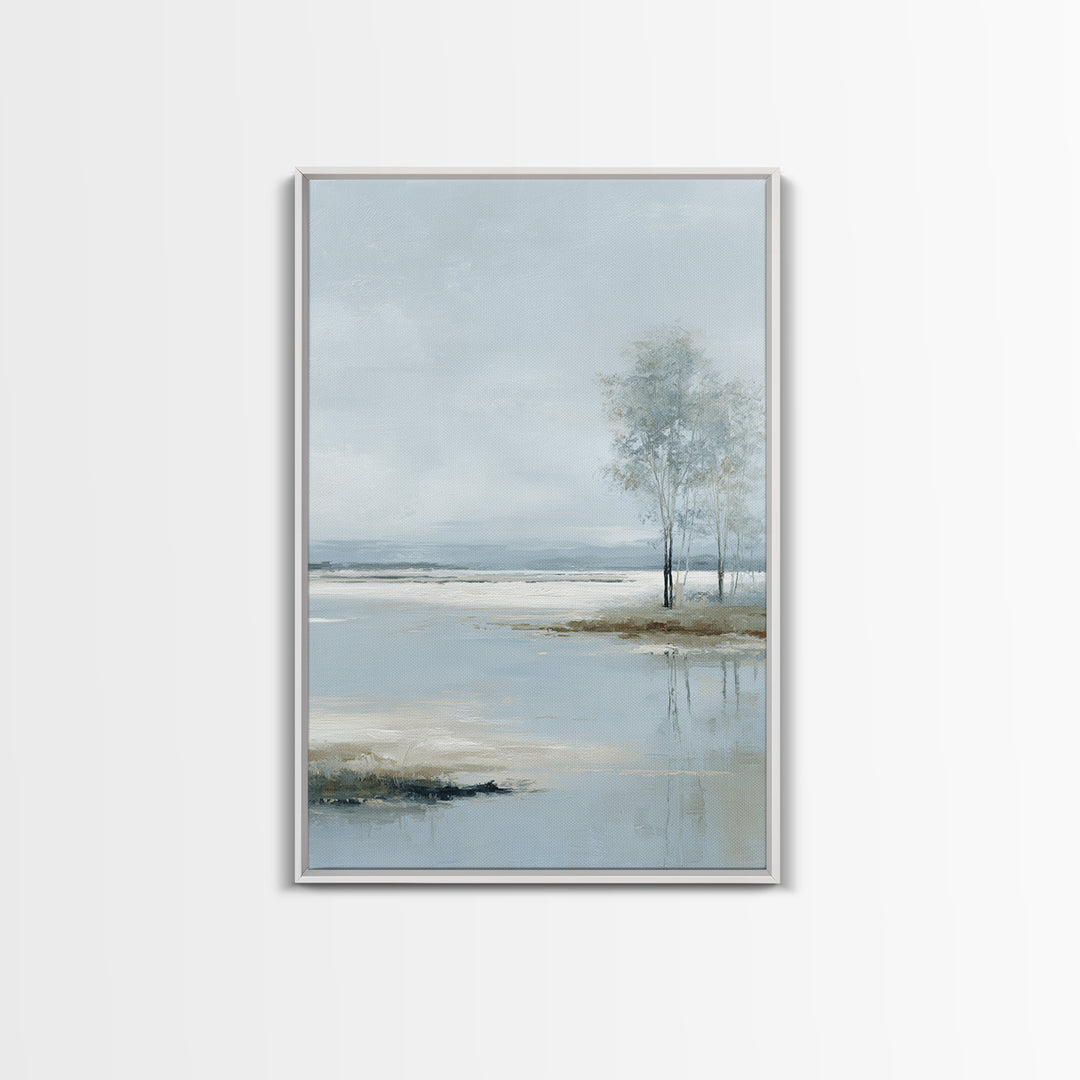 Misty Lake Scene Canvas Print, Bathroom Art, Poster, Bathroom Decor, Oil Painting, Spa, Digital Print, Dopamine Decor, BAT-2x3-65