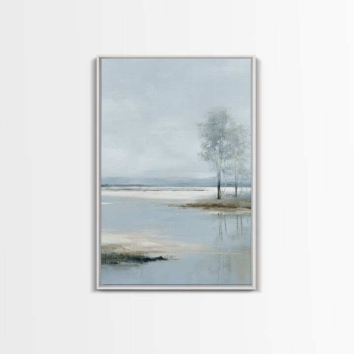 Misty Lake Scene Canvas Print, Bathroom Art, Poster, Bathroom Decor, Oil Painting, Spa, Digital Print, Dopamine Decor, BAT-2x3-65