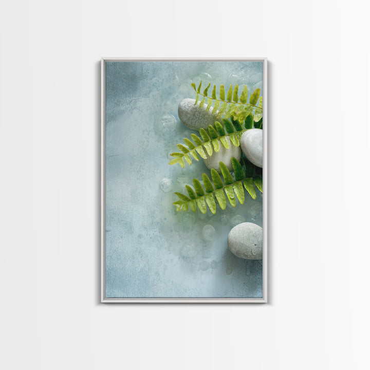 Green Fern Frond Closeup Canvas Print, Bathroom Art, Room Decor, Bathroom Decor, Oil Painting, Spa, Custom Pet Portrait, BAT-2x3-66