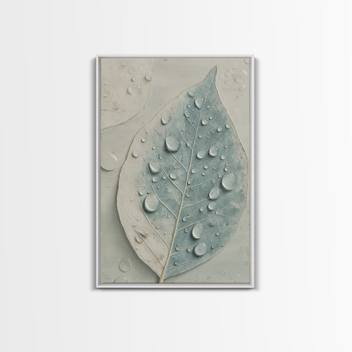 Tropical Leaf Silhouette Canvas Print, Bathroom Art, Textured Painting, Bathroom Decor, Oil Painting, Spa, Bathroom Wall Art, BAT-2x3-70