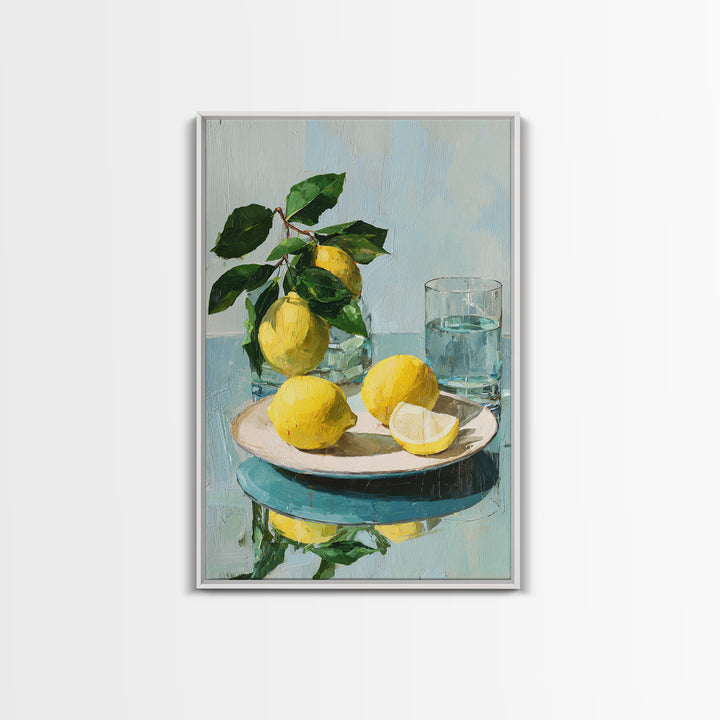 Lemon and Botanical Still Life Canvas Print, Bathroom Art, Wall Art, Bathroom Decor, Spa, Dog Portrait, Canvas Wall Art, BAT-2x3-86