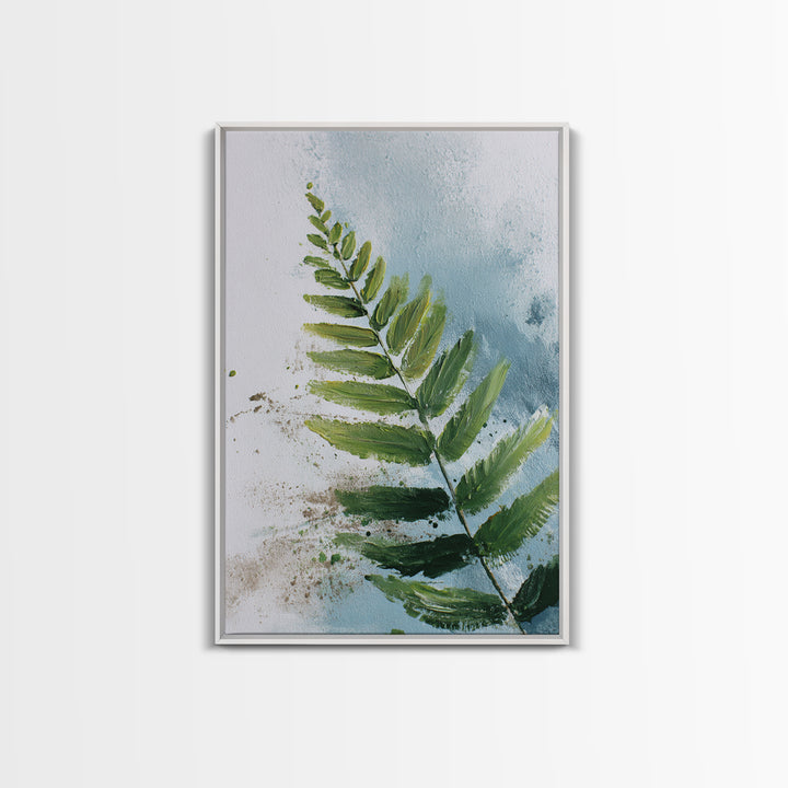 Green Fern Frond Closeup Framed Canvas Print, Bathroom Art, Home Decor, Bathroom Decor, Fine Art, Spa, Canvas Wall Art, BAT-2x3-90
