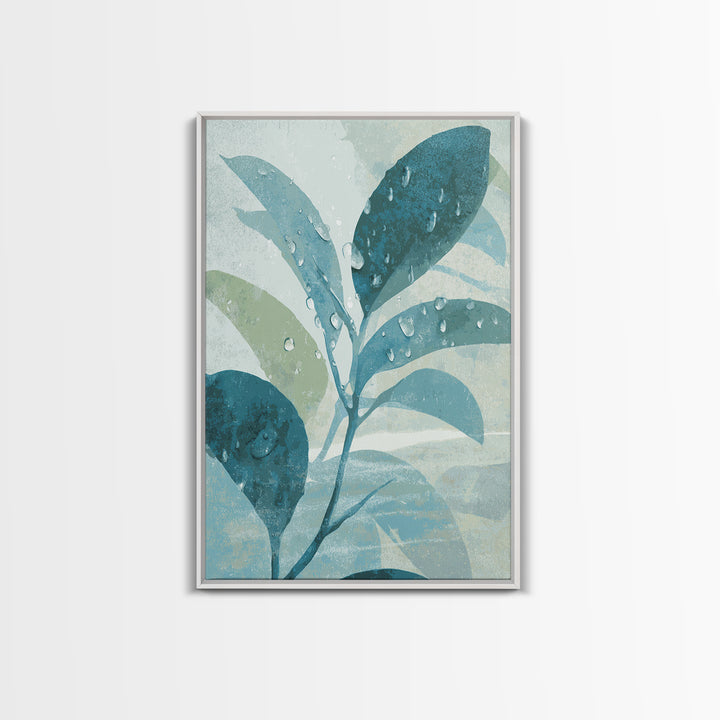 Tropical Leaf Silhouette Framed Canvas Print, Bathroom Art, Poster, Bathroom Decor, Watercolor Art, Spa, Digital Print, BAT-2x3-94