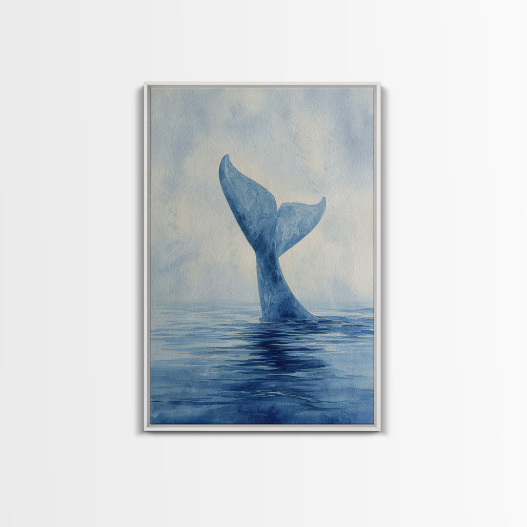 Watercolor Whale Tail Canvas Print, Bathroom Art, Digital Wall Art, Bathroom Decor, Spa, Unique Wall Art, Modern Wall Art, BAT-2x3-95