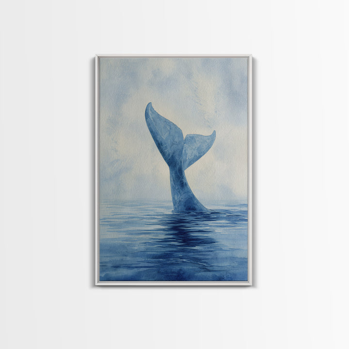 Watercolor Whale Tail Canvas Print, Bathroom Art, Digital Wall Art, Bathroom Decor, Spa, Unique Wall Art, Modern Wall Art, BAT-2x3-95