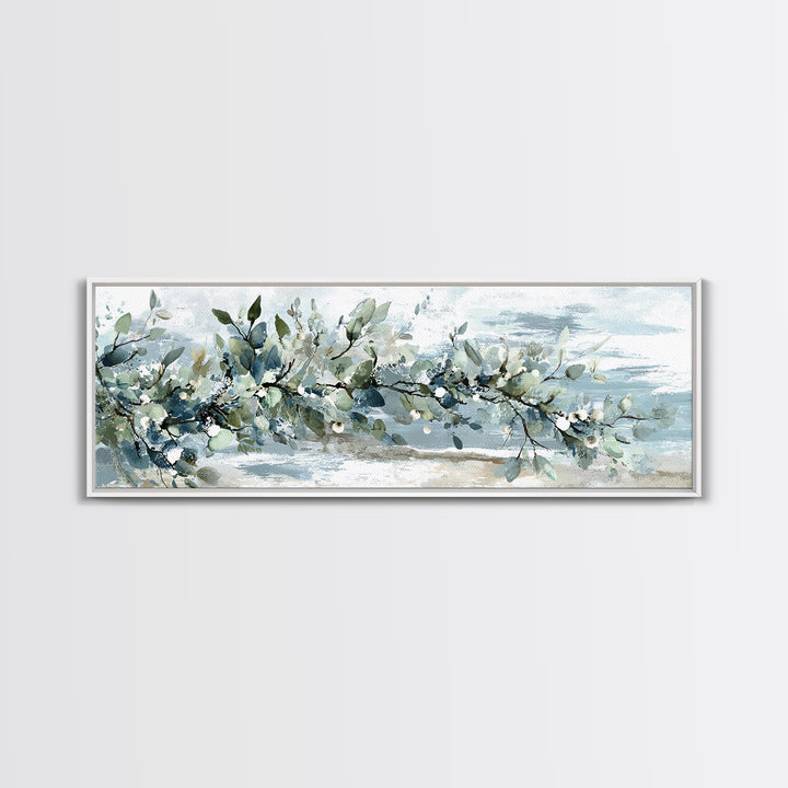 Spa Eucalyptus Branch Framed Canvas Print, Bathroom Art, Printable, Bathroom Decor, Watercolor Art, Spa, Bathroom Prints, BAT-3x1-18
