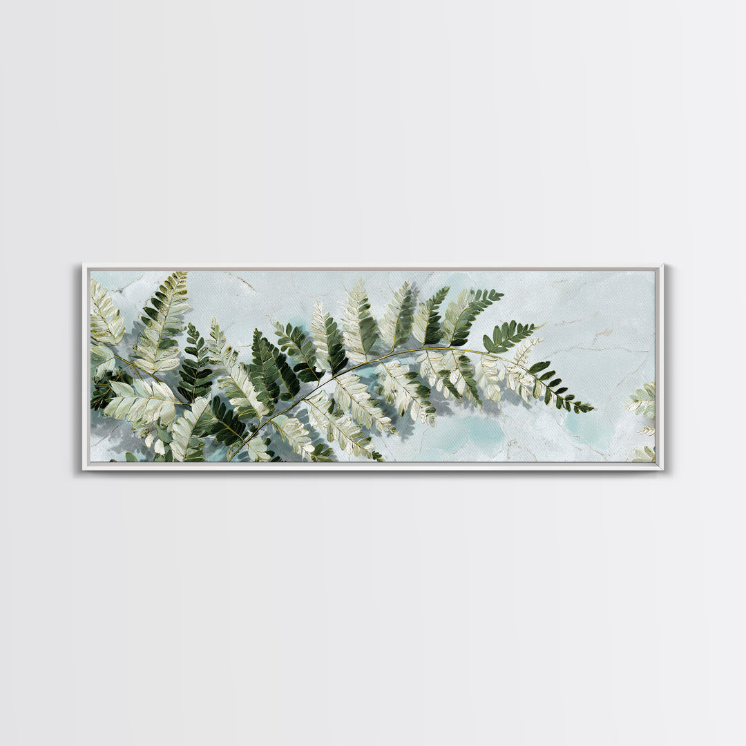Green Fern Frond Closeup Canvas Print, Bathroom Art, Digital Wall Art, Bathroom Decor, Watercolor Art, Spa, Unique Wall Art, BAT-3x1-26