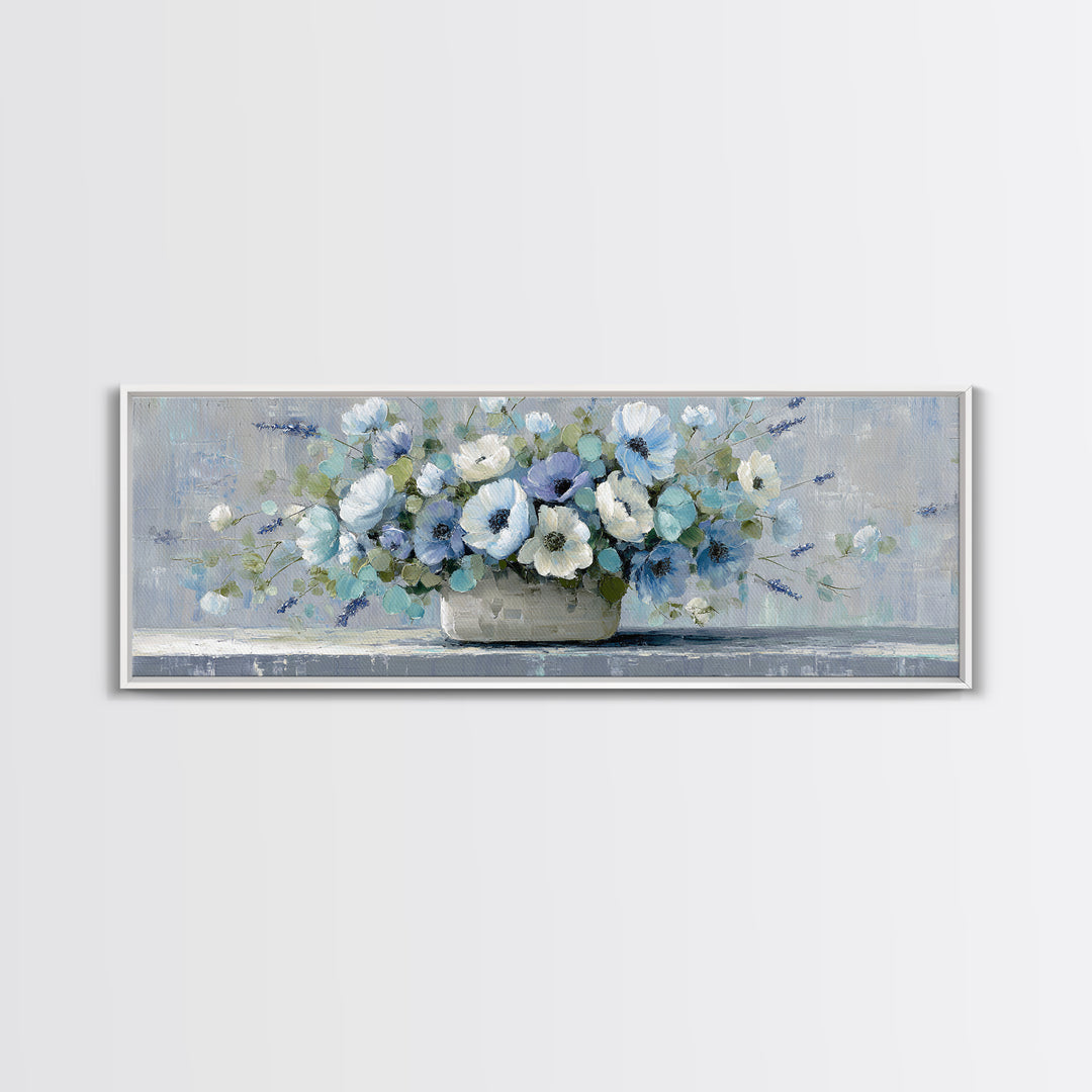 Lavender Sprigs in a Ceramic Vase Framed Canvas Print, Bathroom Art, Funny Bathroom Art, Bathroom Decor, Oil Painting, Spa, BAT-3x1-28