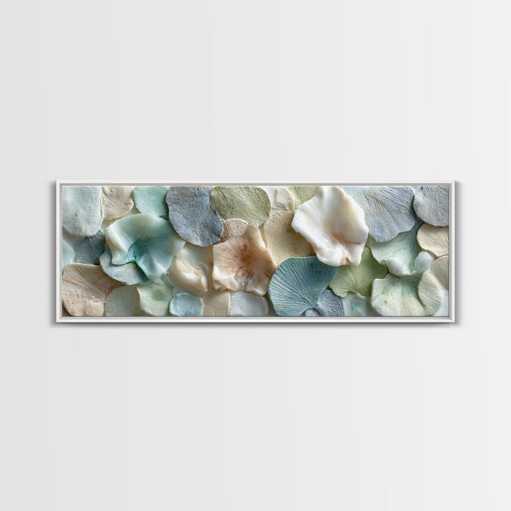 Coral and Shell Arrangement Canvas Print, Bathroom Art, Halloween Art, Bathroom Decor, Fine Art, Spa, Textured Painting, BAT-3x1-3