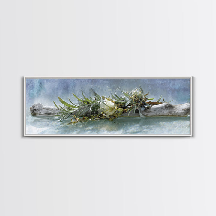 Botanical Bath Herb Arrangement Canvas Print, Bathroom Art, Bathroom Wall Art, Bathroom Decor, Oil Painting, Spa, BAT-3x1-33