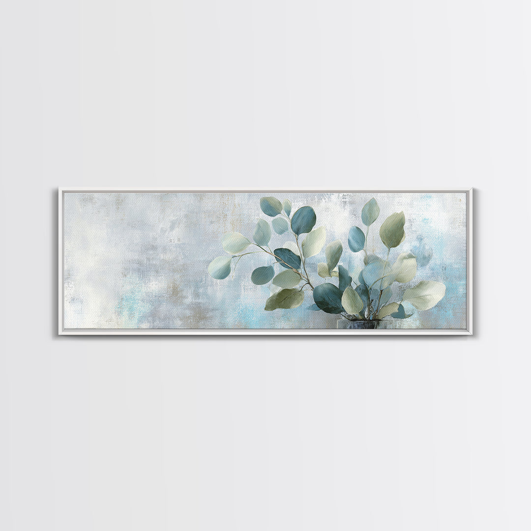Sunlit Window Plant Shadow on Plaster Canvas Print, Bathroom Art, Poster, Bathroom Decor, Abstract Art, Spa, Digital Print, BAT-3x1-34