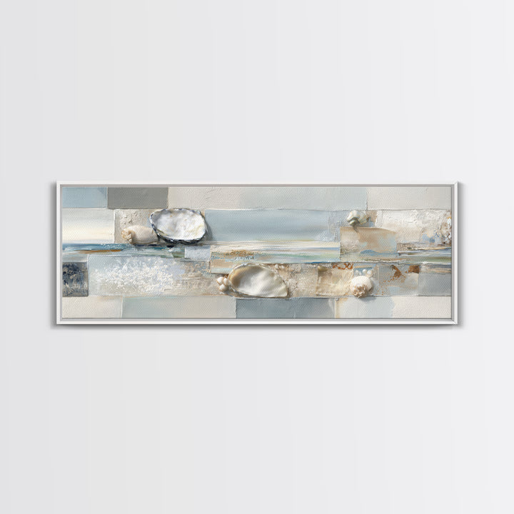 Oyster Shell Study Canvas Print, Bathroom Art, Digital Art, Bathroom Decor, Fine Art, Spa, Dopamine Decor, Bathroom Prints, BAT-3x1-38