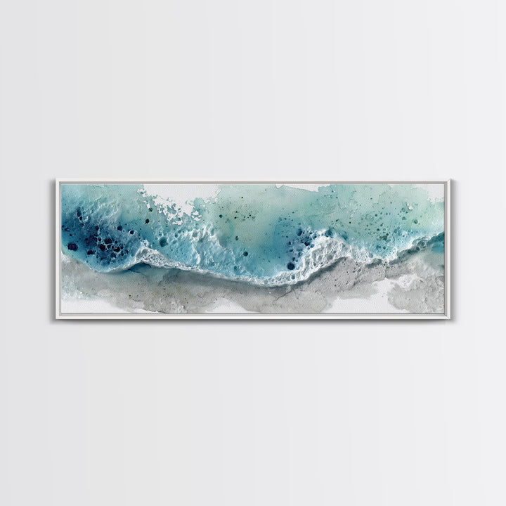 Calming Blue Ocean Wave Study Canvas Print, Bathroom Art, Bathroom Prints, Bathroom Decor, Watercolor Art, Spa, Trendy Wall Art, BAT-3x1-41