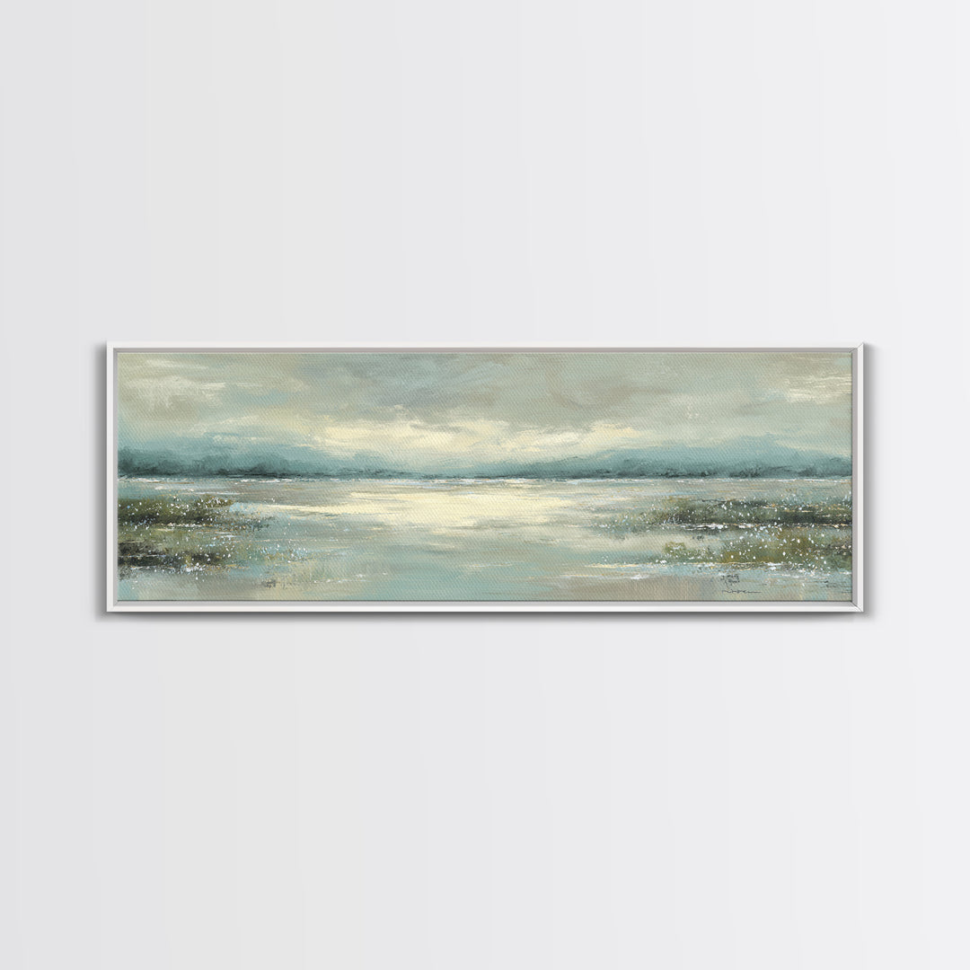 Misty Lake Scene Canvas Print, Bathroom Art, Dog Portrait, Bathroom Decor, Spa, Minimalist Wall Art, Bathroom Wallpaper, BAT-3x1-49