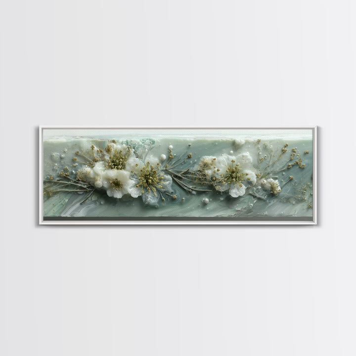 Botanical Bath Herb Arrangement Framed Canvas Print, Bathroom Art, Digital Print, Bathroom Decor, Watercolor Art, Spa, BAT-3x1-57