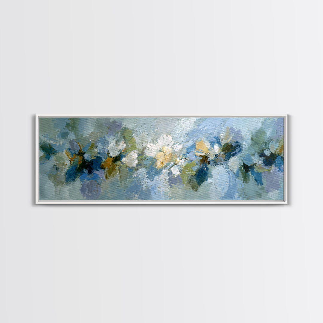 Sunlit Window Plant Shadow on Plaster Framed Canvas Print, Bathroom Art, Custom Pet Portrait, Bathroom Decor, Fine Art, Spa, BAT-3x1-58