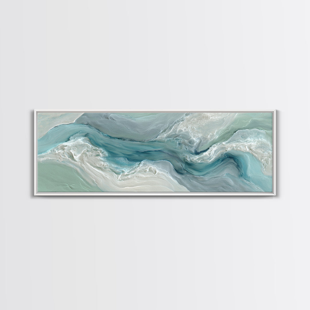 Soft Cloud and Rain Composition Framed Canvas Print, Bathroom Art, Textured Painting, Bathroom Decor, Spa, Bathroom Wall Art, BAT-3x1-59