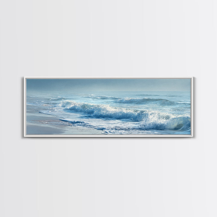 Calming Blue Ocean Wave Study Canvas Print, Bathroom Art, Bathroom Prints, Bathroom Decor, Watercolor Art, Spa, Trendy Wall Art, BAT-3x1-65