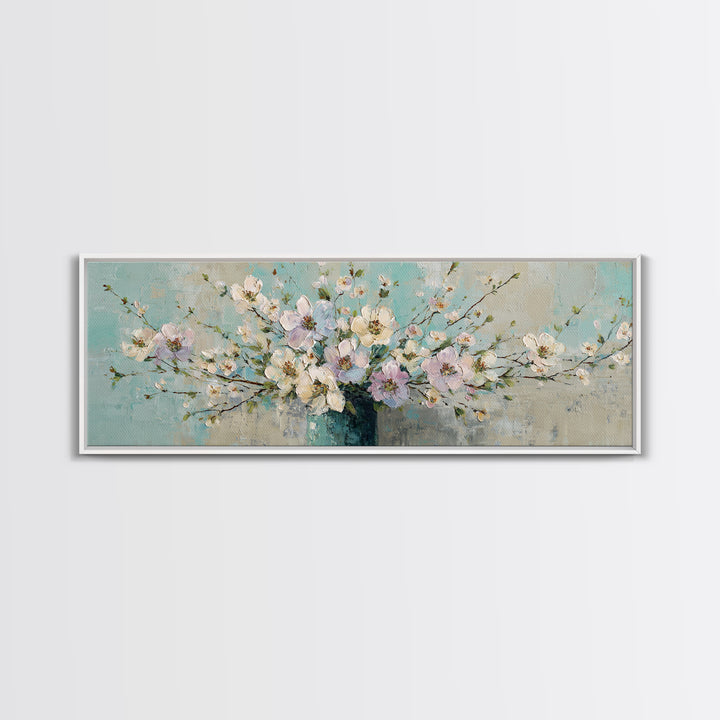 Lavender Sprigs in a Ceramic Vase Canvas Print, Bathroom Art, Contemporary Art, Bathroom Decor, Fine Art, Spa, Framed Wall Art, BAT-3x1-76