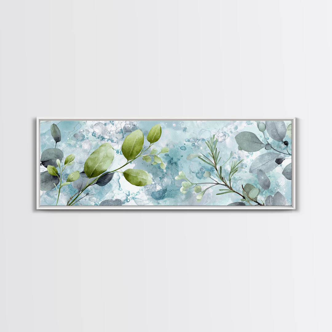 Botanical Bath Herb Arrangement Framed Canvas Print, Bathroom Art, Digital Print, Bathroom Decor, Watercolor Art, Spa, BAT-3x1-81