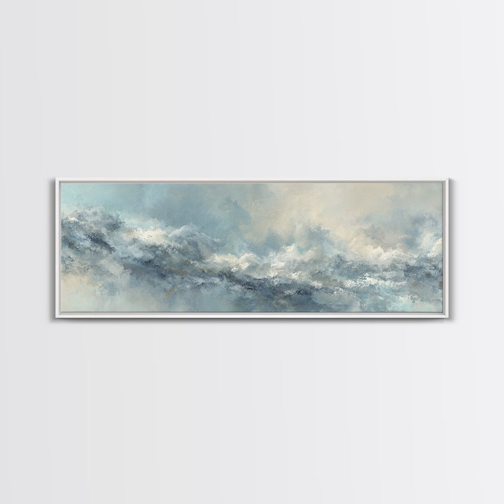 Soft Cloud and Rain Composition Canvas Print, Bathroom Art, Poster, Bathroom Decor, Fine Art, Spa, Dopamine Decor, BAT-3x1-83