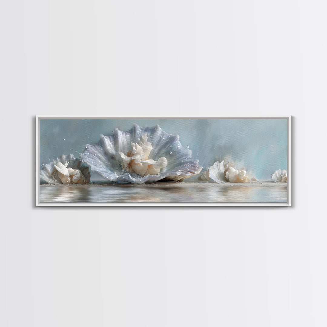 Oyster Shell Study Canvas Print, Bathroom Art, Printable, Bathroom Decor, Watercolor Art, Spa, Bathroom Prints, BAT-3x1-86