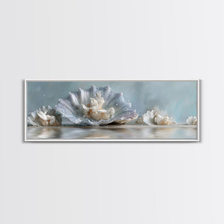Oyster Shell Study Canvas Print, Bathroom Art, Printable, Bathroom Decor, Watercolor Art, Spa, Bathroom Prints, BAT-3x1-86