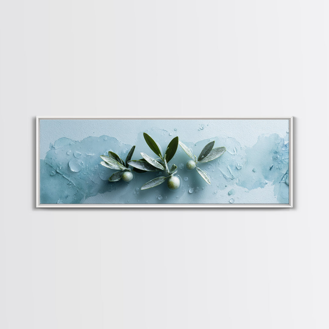 Botanical Bath Herb Arrangement Framed Canvas Print, Bathroom Art, Digital Art, Bathroom Decor, Fine Art, Spa, Dopamine Decor, BAT-3x1-9