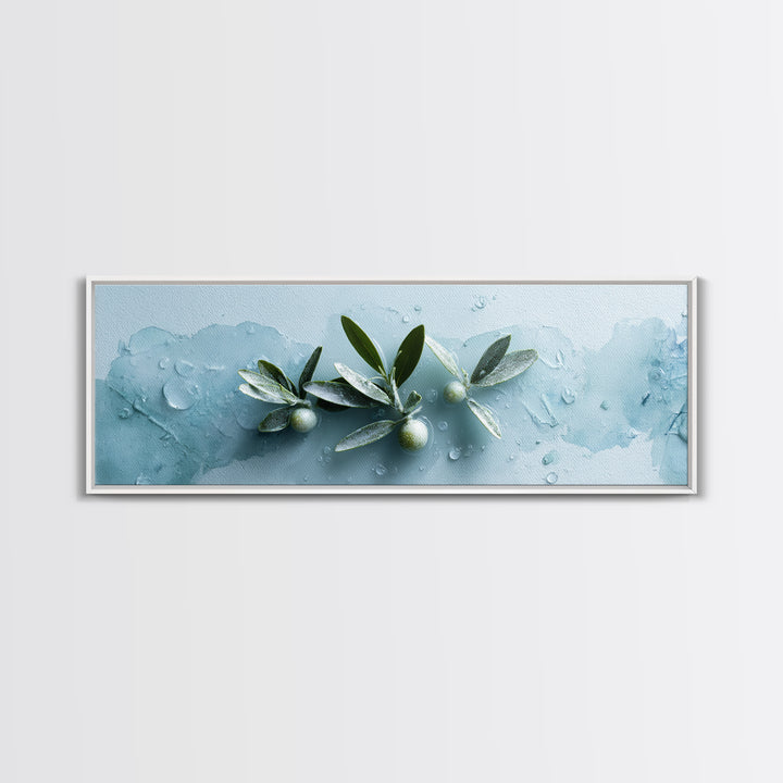 Botanical Bath Herb Arrangement Framed Canvas Print, Bathroom Art, Digital Art, Bathroom Decor, Fine Art, Spa, Dopamine Decor, BAT-3x1-9