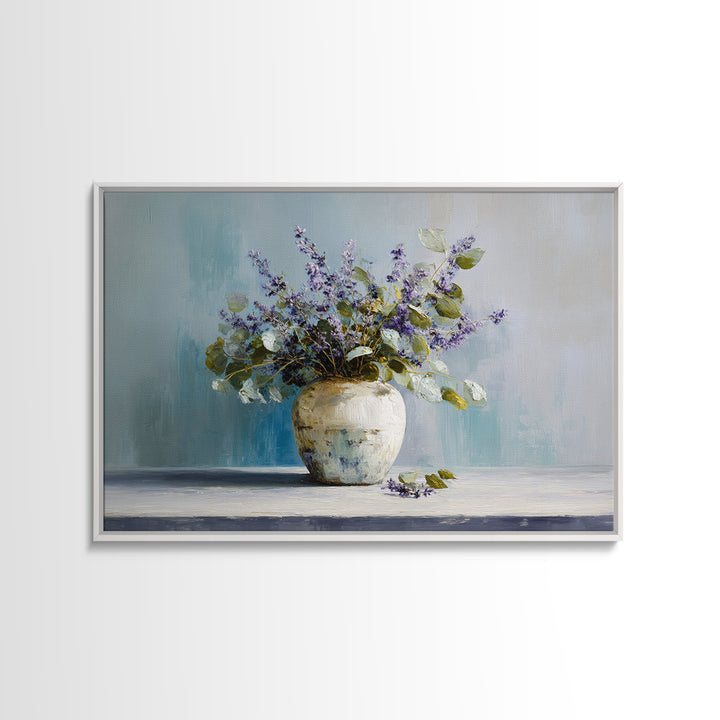 Lavender Sprigs in a Ceramic Vase Canvas Print, Bathroom Art, Printable, Bathroom Decor, Watercolor Art, Spa, Bathroom Prints, BAT-3x2-16