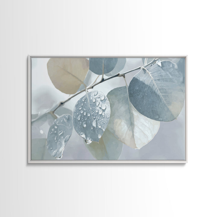 Tropical Leaf Silhouette Framed Canvas Print, Bathroom Art, Poster, Bathroom Decor, Watercolor Art, Spa, Digital Print, BAT-3x2-18