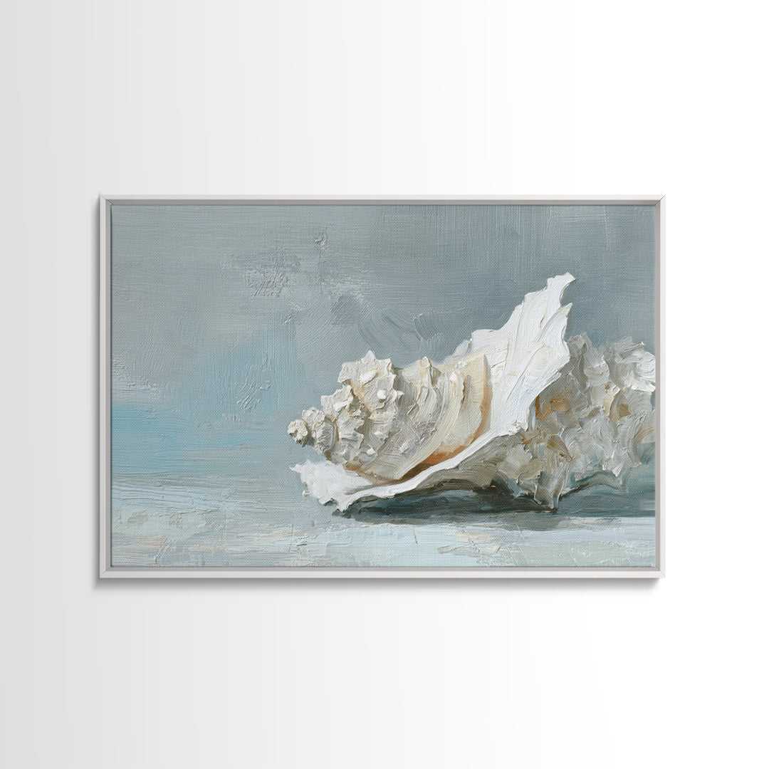 Oyster Shell Study Framed Canvas Print, Bathroom Art, Minimalist Decor, Bathroom Decor, Spa, Wall Hanging, Framed Wall Art, BAT-3x2-2