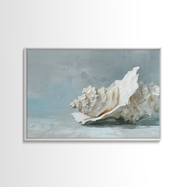 Oyster Shell Study Framed Canvas Print, Bathroom Art, Minimalist Decor, Bathroom Decor, Spa, Wall Hanging, Framed Wall Art, BAT-3x2-2
